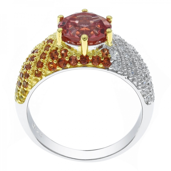 China 925 plata esterlina bicolor anillo de joyería de las señoras plateado 