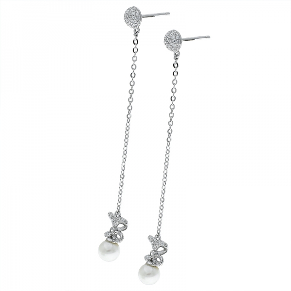 Pendientes de joyería de perlas de plata de ley 925 de China 