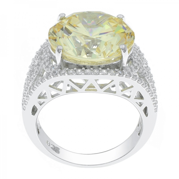 China 925 anillo de plata cisne amarillo diamante cz con banda de filigrana 