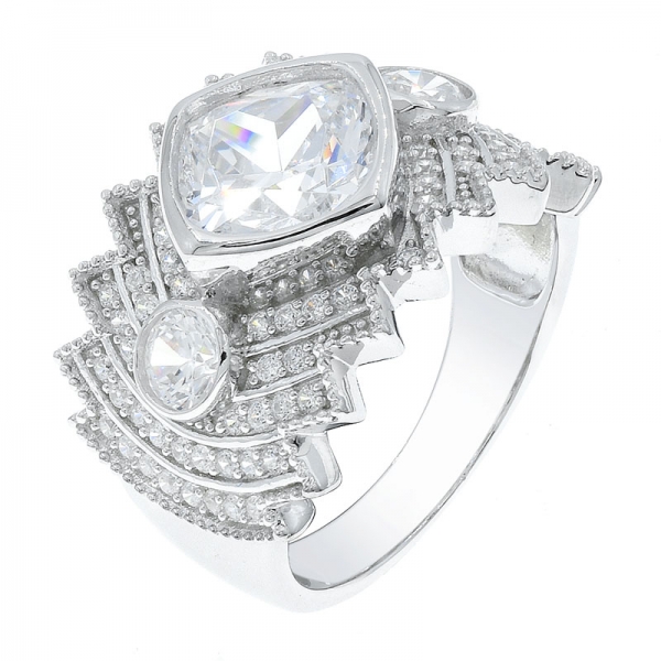Moda elegante 925 plata cojín forma paraiba anillo 
