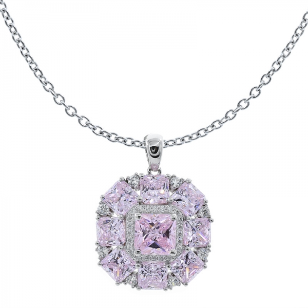 China 925 plata esterlina diamante rosa cz colgante 