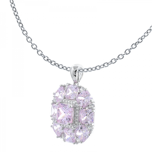 China 925 plata esterlina diamante rosa cz colgante 