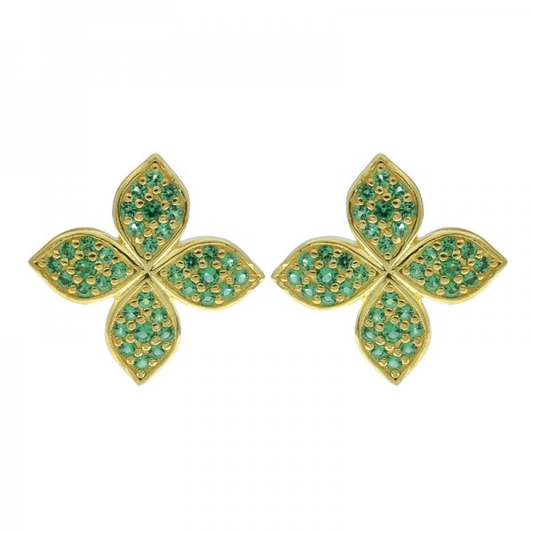 Pendientes de joyería de trébol de plata de ley 925 con nano verde 