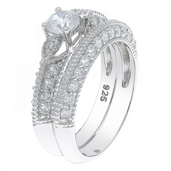 Juego de anillos de novia de plata esterlina 925 sutil elegancia 