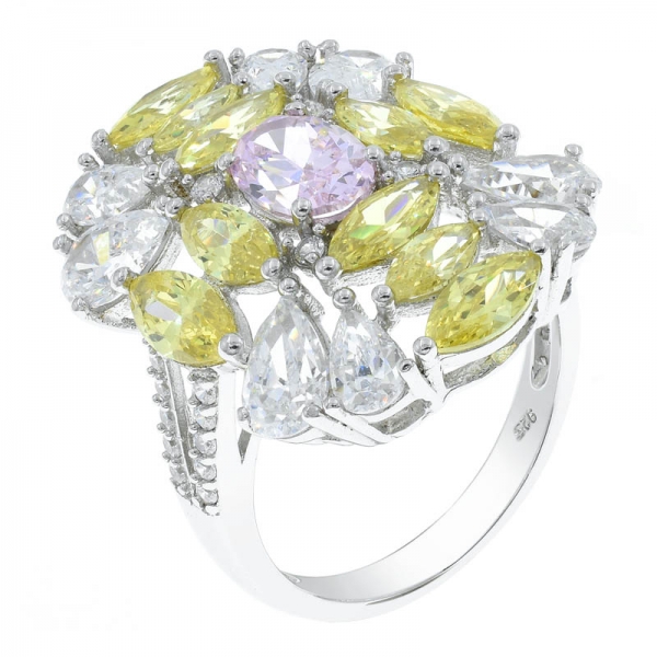 925 joyas de plata esterlina anillo de piedra clara anillo 