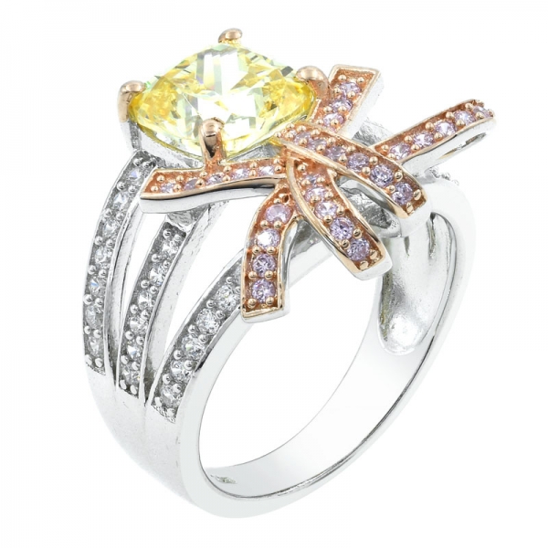 Joyería de anillo de bowknot de plata esterlina 925 para mujer 