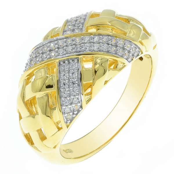 Fancy 925 anillo trenzado de plata para damas 