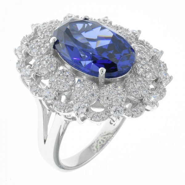 bonito anillo artesanal de plata 925 con tanzanita cz 