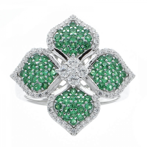 Joyas de plata de ley 925 con nano trébol anillo verde 