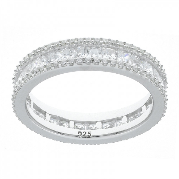anillo de joyería de forma cuadrada de la eternidad de lujo para damas 