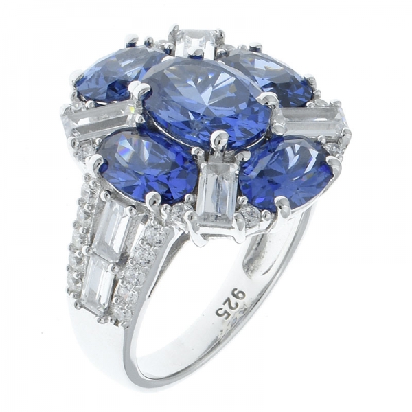 elegante anillo de joyería de plata esterlina 925 con tanzanita cz 