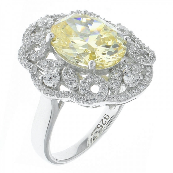 elegante anillo de filigrana de plata 925 hecho a mano con diamante amarillo cz 