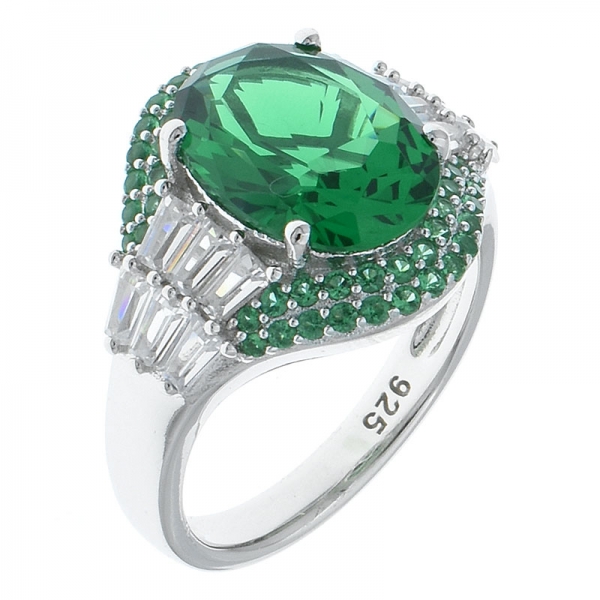 elegante anillo artesanal de plata de ley 925 con nano verde 