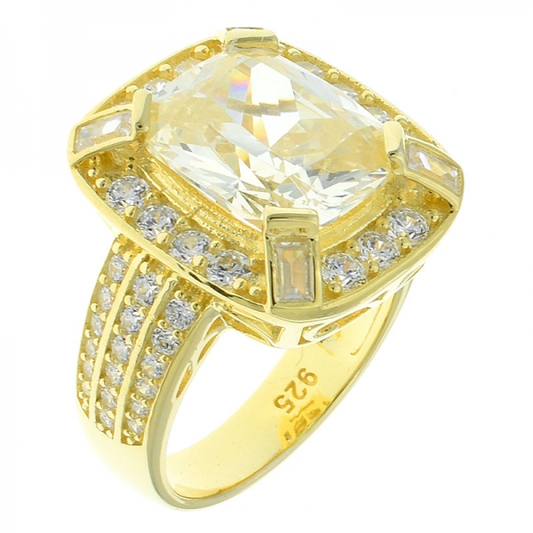elegante anillo artesanal de plata de ley 925 con diamante amarillo cz 