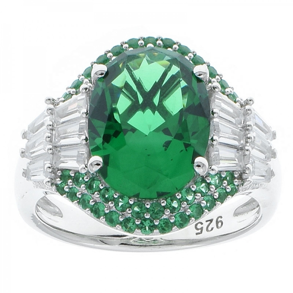 elegante anillo artesanal de plata de ley 925 con nano verde 