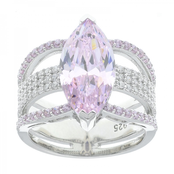 Anillo de joyería de plata esterlina 925 marquesa diamante rosa cz 