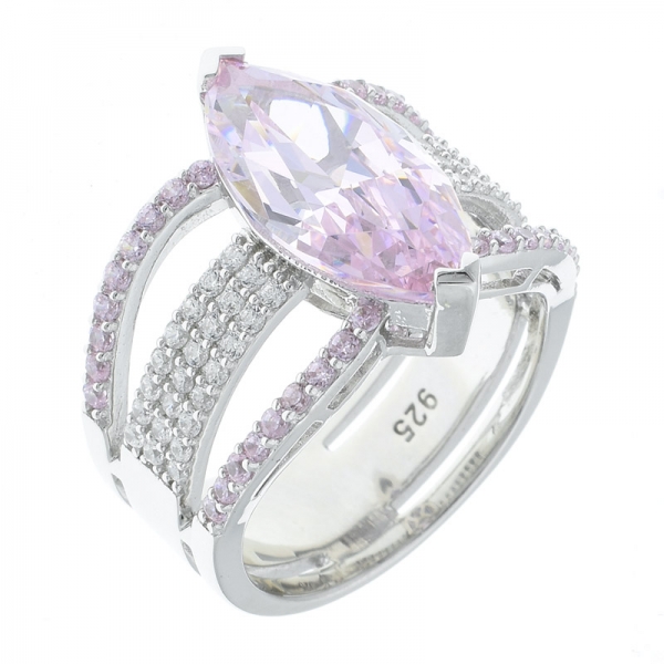 Anillo de joyería de plata esterlina 925 marquesa diamante rosa cz 