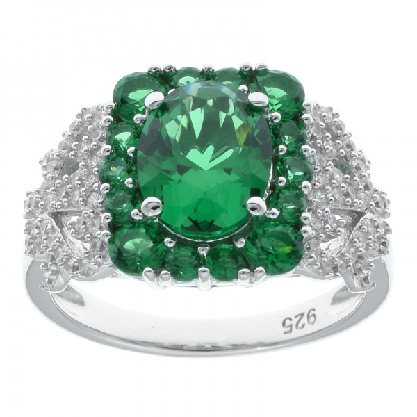 Joyas de plata esterlinas 925 con anillo de encaje verde nano 