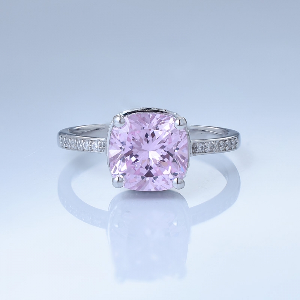 Solitario de plata esterlina 925, diamante rosa, conjunto de joyas. 
