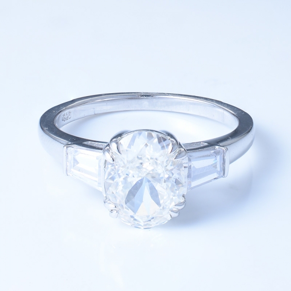 Fancy 925 anillo de joyas de compromiso de tres piedras de plata esterlina 