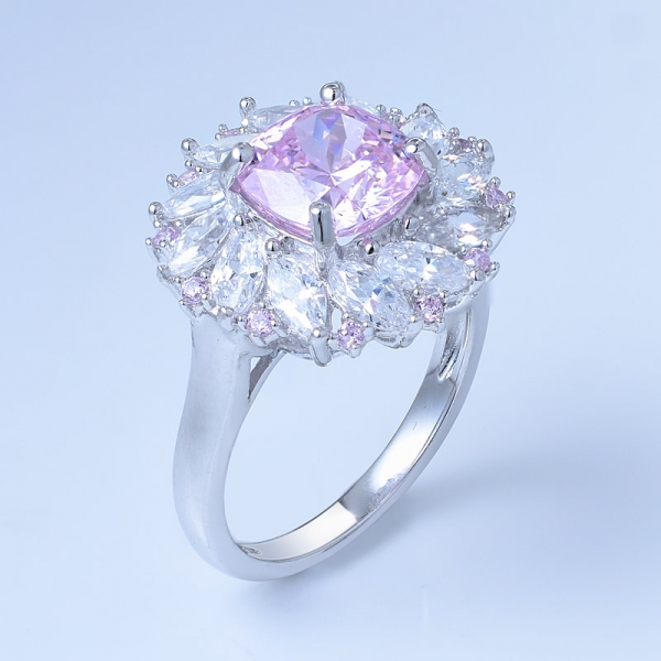 Joyas de plata 925 con diamantes de fantasía, flor rosa y joyas. 