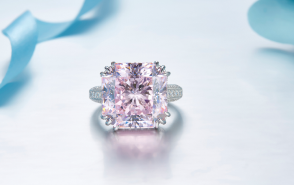 Anillo de la joyería del color del diamante del corte del fuego artificial de la forma del asscher de la plata esterlina 925 