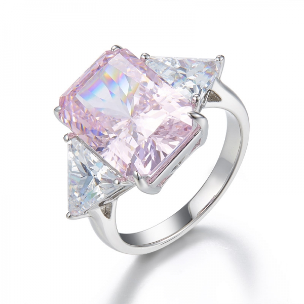 10.0ct forma radiante de fuegos artificiales corte diamante color 3 piedra anillo de compromiso plata 
