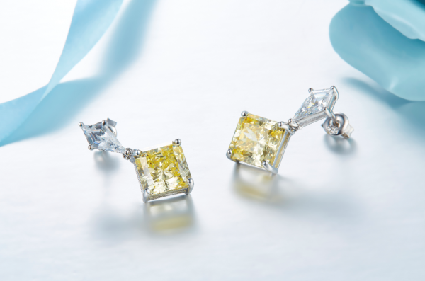 Pendientes de gota de plata esterlina 925 amarillo diamante para mujeres 