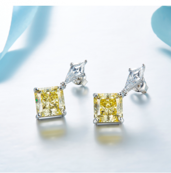 Pendientes de gota de plata esterlina 925 amarillo diamante para mujeres 