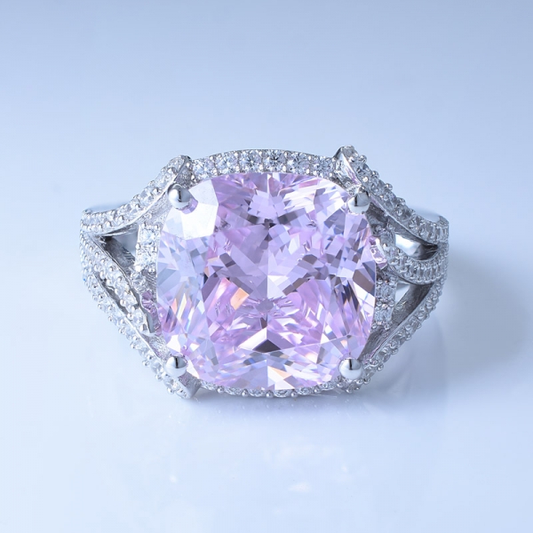 Elegante anillo de plata esterlina color rosa diamante cz 925 