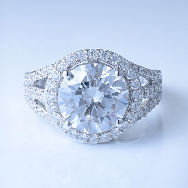 Elegante anillo de plata de ley 925 con cz blanco / tanzanita cz 
