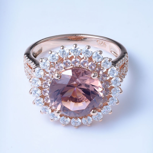 Elegante anillo de plata de ley 925 con morganita nano 