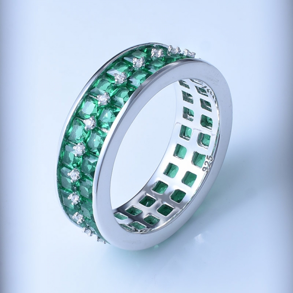 laboratorio cuadrado creado zafiro azul hermoso anillo de plata patrón 