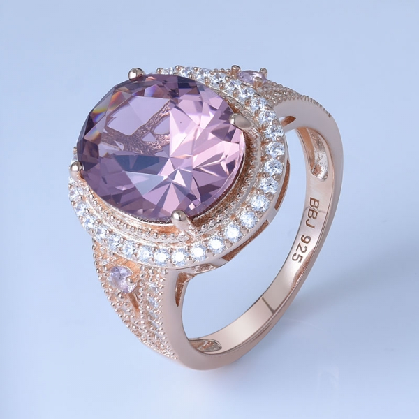 Morganita chapado en oro rosa de 18 quilates sobre precios de anillo de compromiso de plata esterlina 