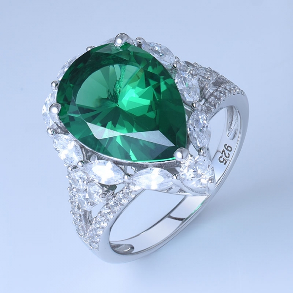 anillos de alianzas de boda de plata de ley esmeralda y rodio sobre plata esterlina 