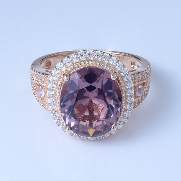 Morganita chapado en oro rosa de 18 quilates sobre precios de anillo de compromiso de plata esterlina 