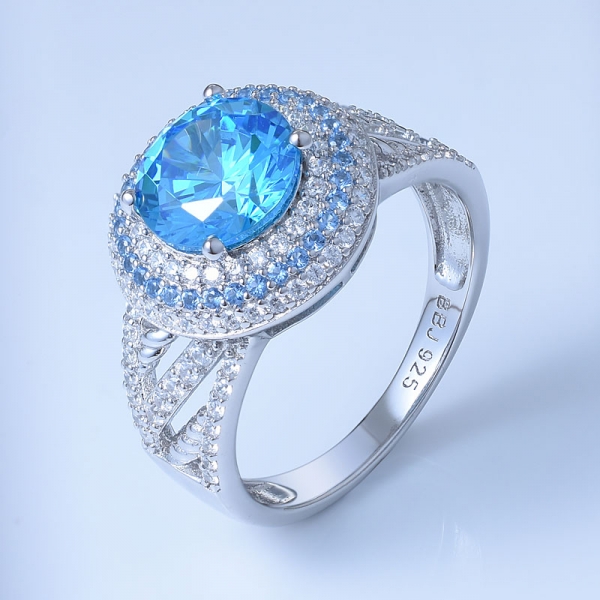 rodio de apatita de neón sobre anillos de plata de ley 925 de plata de ley con diamantes redondos 