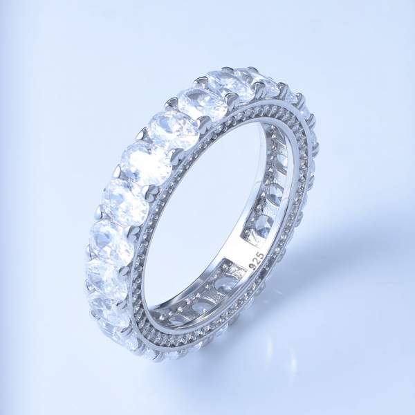 ovalado corte multicolor corindón rodio sobre plata esterlina anillo arcoiris femenino 