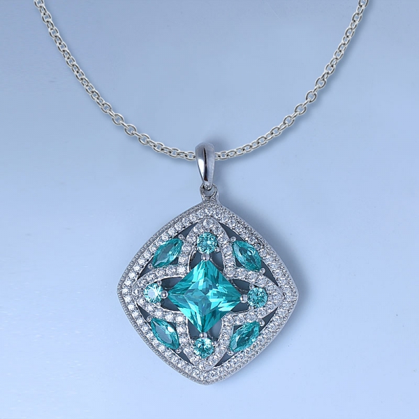 azul paraiba color topacio rodio sobre plata esterlina colgante conjunto de joyas 