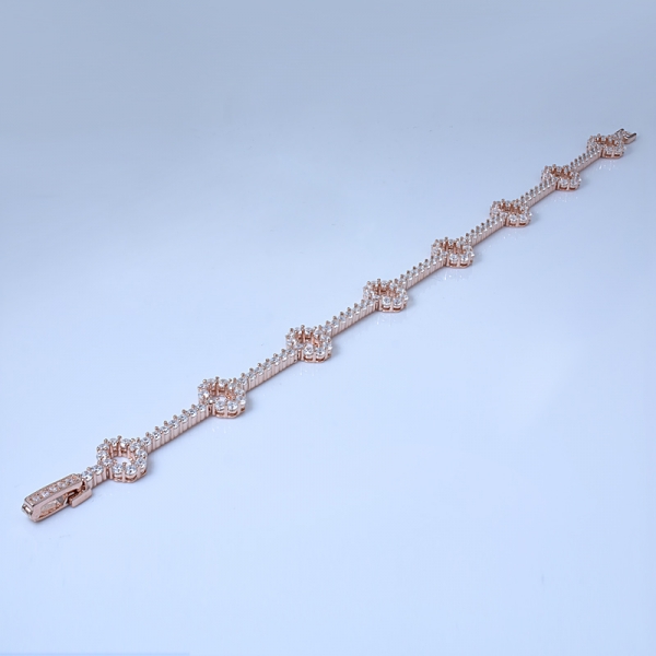 brazalete ovalado de oro rosa de 18 quilates cz blanco sobre plata esterlina 