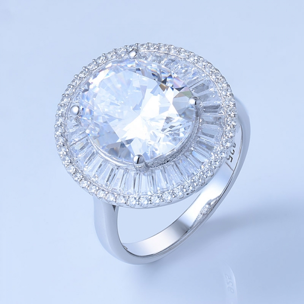 5 quilates de tanzanita azul ovalada cz rodio sobre anillos de bodas de diamantes de plata esterlina 