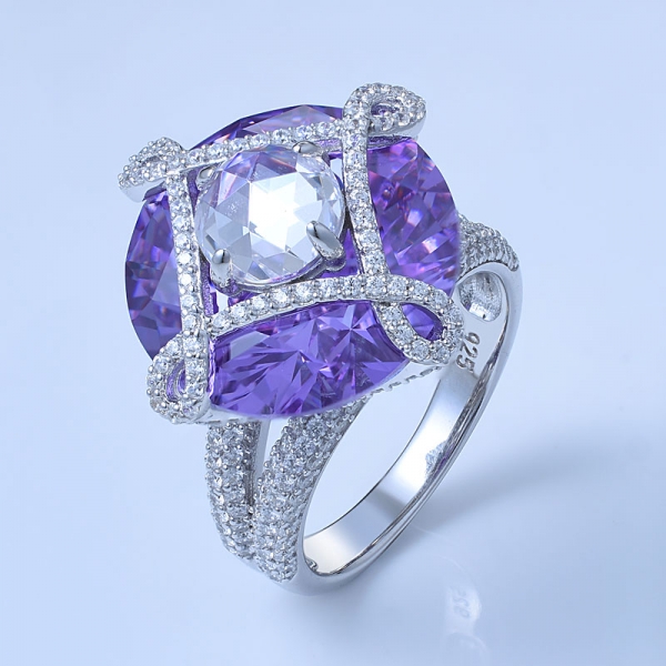 fantasía artesanal kunzita 925 joyas de plata esterlina cz anillos de diamantes 