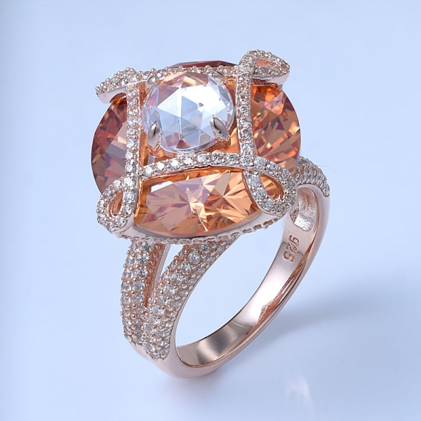 fantasía artesanal kunzita 925 joyas de plata esterlina cz anillos de diamantes 