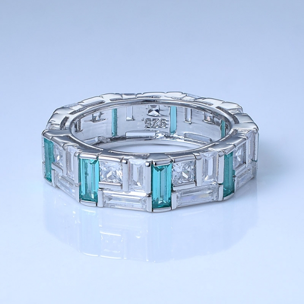 azul paraiba color apatita rodio sobre plata esterlina anillo de eternidad 