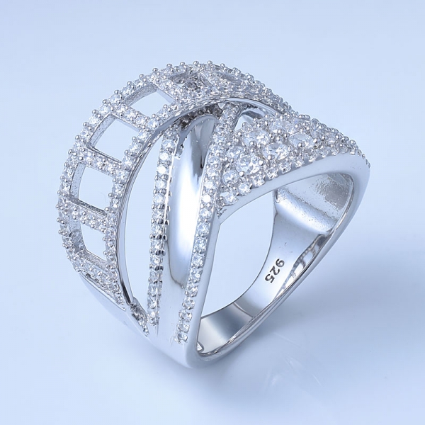blanco circonita cúbica oro rosa sobre plata esterlina cz anillo conjunto joyería 