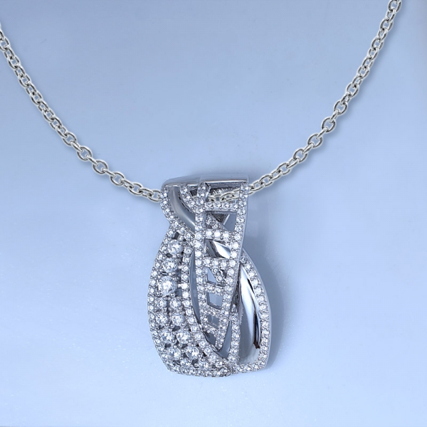 zirconia blanca 18k oro rosa sobre plata de ley 925 conjunto colgante de joyería con cadena 