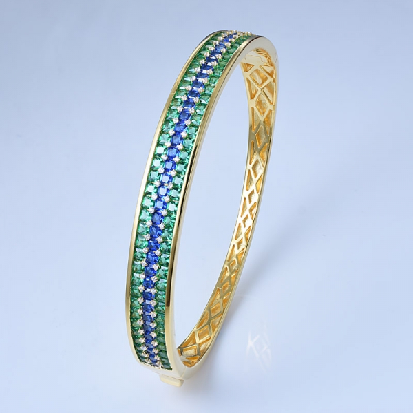 simule zafiro azul y rodio verde esmeralda sobre pulseras únicas de plata esterlina 