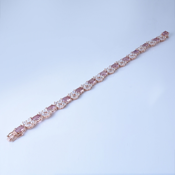simular rosa morganita y marquesa blanco cz oro rosa sobre plata pulseras de pedido de joyería de china 