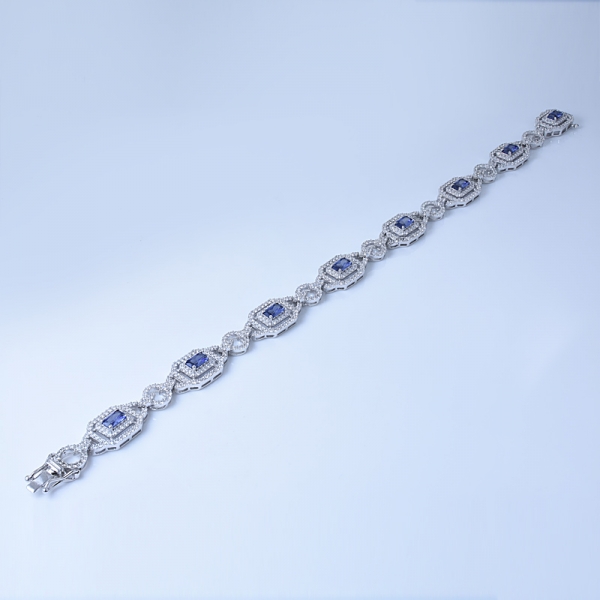 creado princesa azul tanzanita 925 pulsera de plata esterlina para mujeres exclusivamente artesanal 