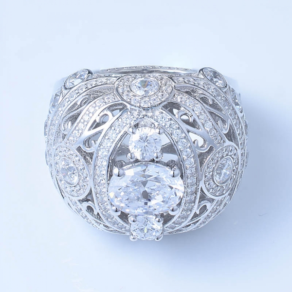 1 quilate oval blanco cz rodio sobre 925 anillos de diamantes de joyería de plata esterlina 